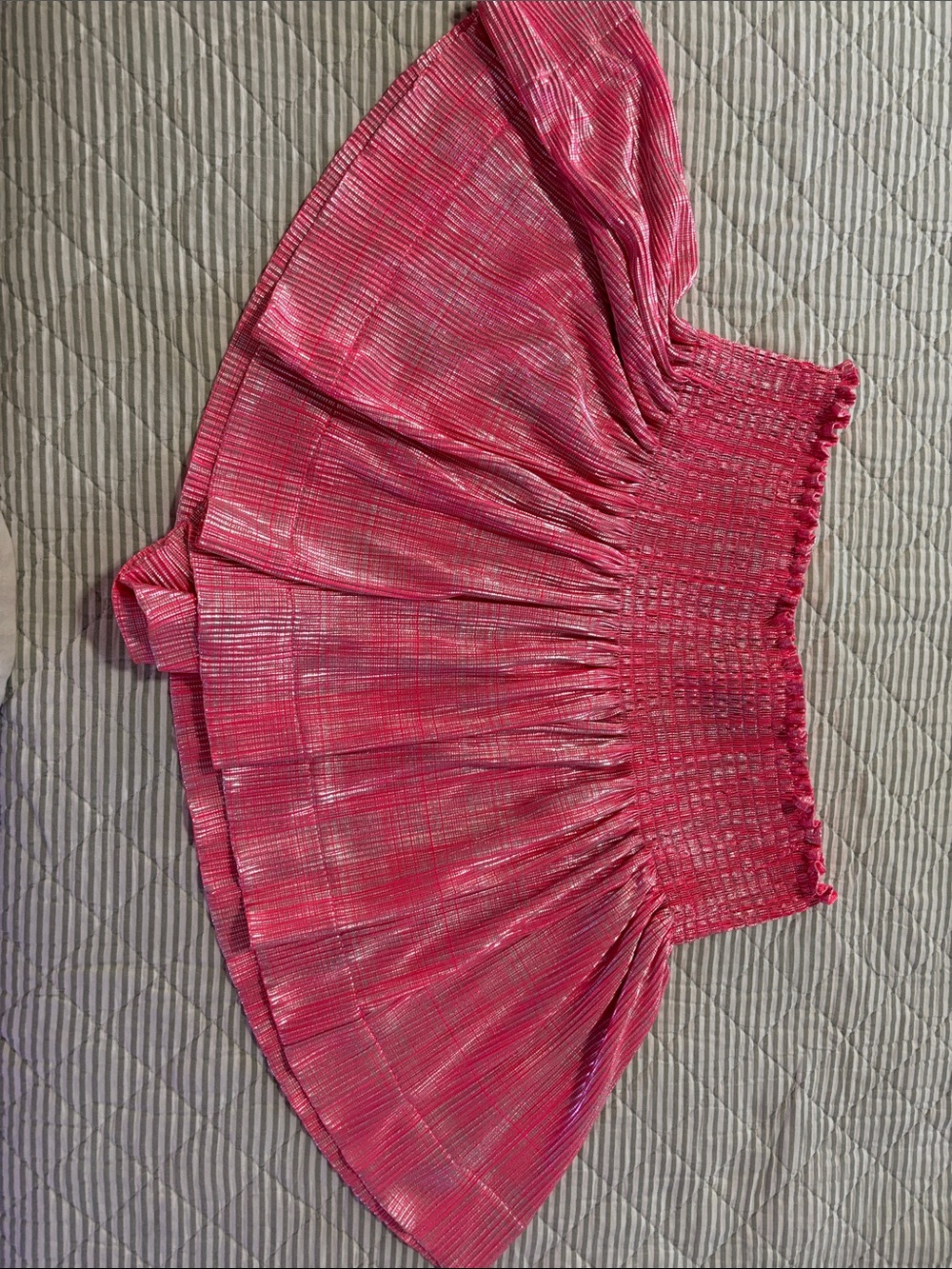 QUEEN OF SPARKLES Pink Metallic Smocked Shorts